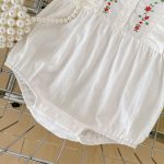 【66-90cm】ロンパース ベビー 刺繍入り ラウンドネック - 画像 (9)