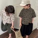 【80-140cm】半袖シャツ フラワー プリント レトロ - 画像 (8)