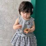 【73-110cm】セットアップ ベビー 可愛い ノースリーブTシャツ＆チェックフレアスカート - 画像 (6)
