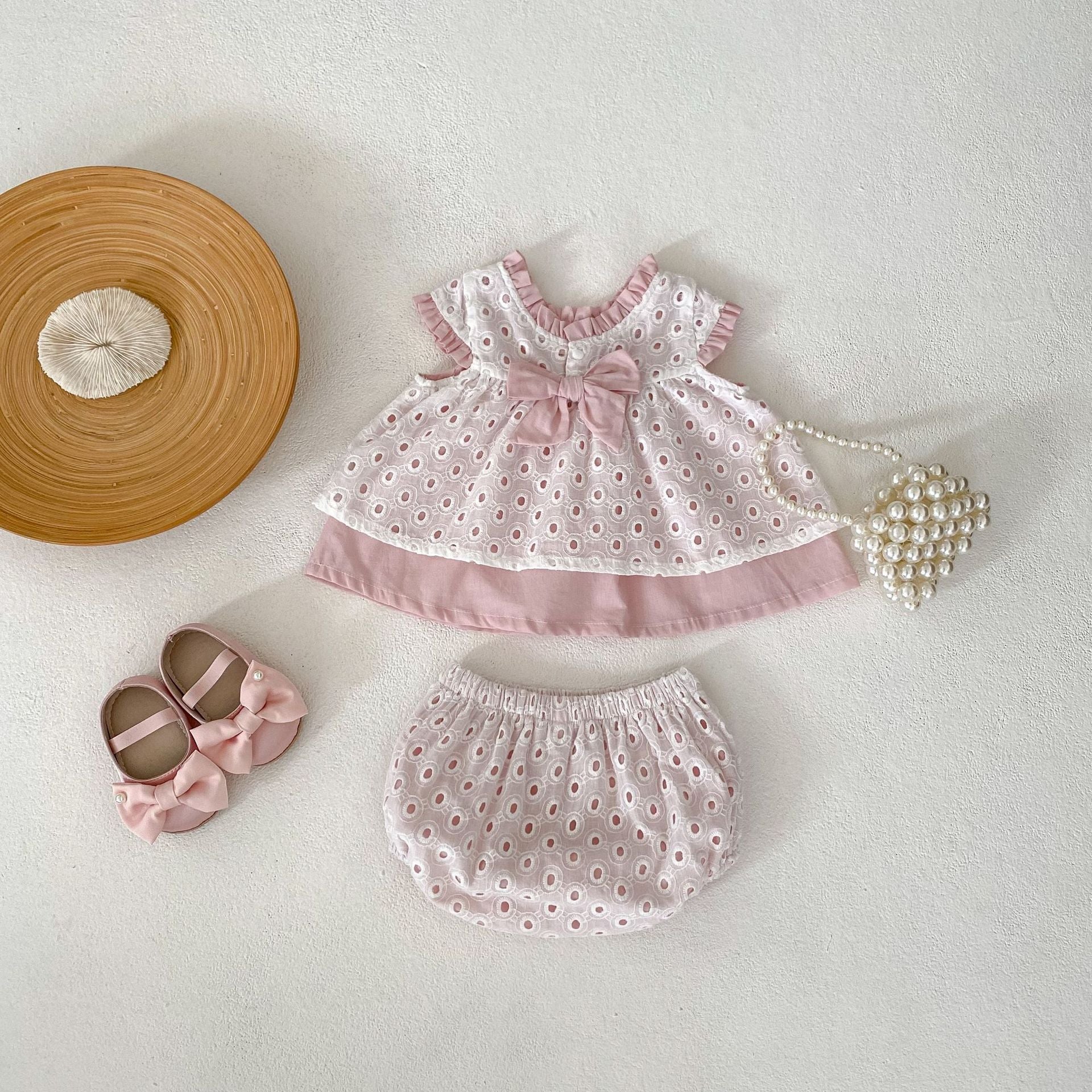 11_c30aa53e-a76a-4fe1-806c-edef5d47fec9.jpg 【66-100cm】トップス&ブルマ ベビー ピンク 蝶結び付き ドット - 画像 (1)