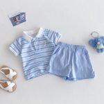 【73-120cm】セットアップ ベビー 学院風 ストライプセット - 画像 (6)