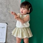 【73-100cm】セットアップ ベビー ナチュラル 小花柄 ノースリーブ - 画像 (6)