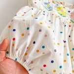【66-90cm】ロンパース ベビー カラフル ドット フラワー - 画像 (15)