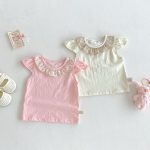 【66-100cm】セットアップ ベビー フリル襟トップス&フラワーパンツ - 画像 (6)