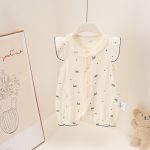 【66-90cm】ロンパース ベビー ドット 蝶結び フリル - 画像 (5)