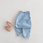 【80-130cm】セットアップ キッズ服 ノースリーブ デニム - 画像 (8)