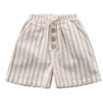 【73-100cm】ショートパンツ ベビー ボタン付き ゴムウエスト ストライプ - 画像 (10)