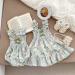 【66-90cm】ロンパースorワンピース ベビー 姉妹服 蝶結び フライングスリーブ 花柄 - 画像 (12)