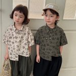 【80-140cm】半袖シャツ フラワー プリント レトロ - 画像 (9)