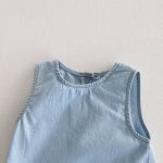 【80-130cm】セットアップ キッズ服 ノースリーブ デニム - 画像 (15)