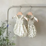 【66-90cm】キャミ ロンパース ベビー ドットor小花柄 - 画像 (2)