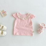 【66-100cm】セットアップ ベビー フリル襟トップス&フラワーパンツ - 画像 (8)