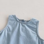 【80-130cm】セットアップ キッズ服 ノースリーブ デニム - 画像 (14)