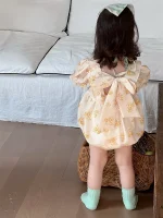 【66-90cm】ロンパース ベビー バック リボン 小花柄 - 画像 (15)
