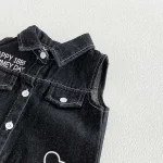 【66-90cm】ロンパース ベビー 熊柄 デニム オールインワン - 画像 (8)