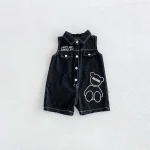 【66-90cm】ロンパース ベビー 熊柄 デニム オールインワン - 画像 (5)
