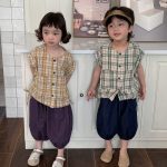 【80-140cm】トップス キッズ服 チェック柄 ノースリーブ - 画像 (11)