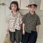 【80-140cm】半袖シャツ フラワー プリント レトロ - 画像 (10)