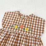 【66-100cm】セットアップ ベビー チェック 刺繍 フラワー - 画像 (17)