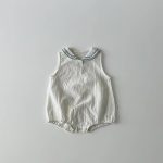 【65-90cm】ロンパース ベビー 丸襟 セーラー風 - 画像 (6)