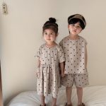 【80-130cm】セットアップorワンピース ノースリーブ ドット - 画像 (3)