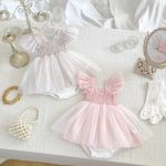 【66-90cm】ロンパース ベビー チュール スカート付き フリル袖 - 画像 (3)