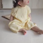 【66-90cm】ロンパース ベビー シンプル リネン オールインワン - 画像 (4)