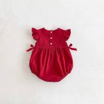 【66-90cm】ロンパース ベビー イチゴ柄 レッド - 画像 (5)