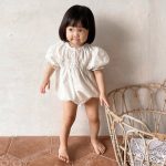 【66-90cm】ロンパース ベビー 小花柄 パフスリーブ - 画像 (5)