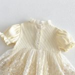 【66-90cm】ロンパース ベビー 蝶結び クリーム レース - 画像 (12)