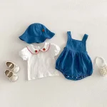 【66-90cm】ロンパース or シャツ ベビー イチゴ刺繍 サロペット - 画像 (3)