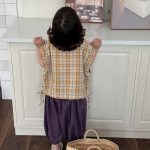 【80-140cm】トップス キッズ服 チェック柄 ノースリーブ - 画像 (16)