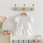 【80-130cm】ショートパンツ 女の子 無地 蝶結び セットアップ - 画像 (12)