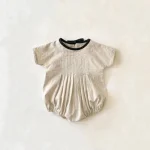 【66-90cm】ロンパース ベビー シンプル リネン - 画像 (4)
