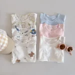 【66-100cm】Tシャツ ベビー うさぎor熊柄orノーカラー - 画像 (4)