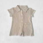 【66-90cm】ロンパース ベビー コットンシワ加工 半袖 折り襟 - 画像 (5)