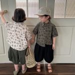 【80-140cm】半袖シャツ フラワー プリント レトロ - 画像 (13)