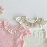 【66-100cm】セットアップ ベビー フリル襟トップス&フラワーパンツ - 画像 (13)