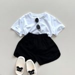 【80-130cm】半袖Tシャツ キッズ服 ベーシック 無地 クルーネック - 画像 (9)