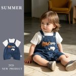 【73-100cm】セットアップ ベビー 可愛い ゾウ柄 デニム サロペット - 画像 (3)
