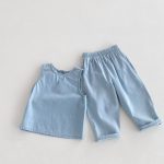 【80-130cm】セットアップ キッズ服 ノースリーブ デニム - 画像 (9)