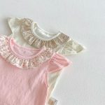 【66-100cm】セットアップ ベビー フリル襟トップス&フラワーパンツ - 画像 (14)