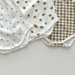 【66-90cm】ロンパース ベビー チェックor小花柄 キャミソール - 画像 (34)