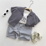【80-130cm】ワイドパンツ キッズ服 薄手 通気性 ストライプ - 画像 (6)