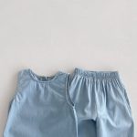 【80-130cm】セットアップ キッズ服 ノースリーブ デニム - 画像 (13)