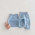 【80-130cm】セットアップ キッズ服 ノースリーブ デニム - 画像 (19)