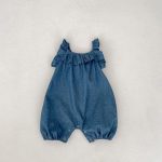 【66-90cm】ロンパース ベビー フリル デニム サロペット - 画像 (8)