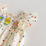 【66-90cm】ロンパース ベビー カラフル ドット フラワー - 画像 (12)