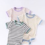 【66-90cm】ロンパース ベビー カラーパイピング ボーダー柄 - 画像 (10)