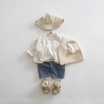 【73-100cm】パンツ ベビー 韓国風 七分丈 ストライプORシンプル - 画像 (6)
